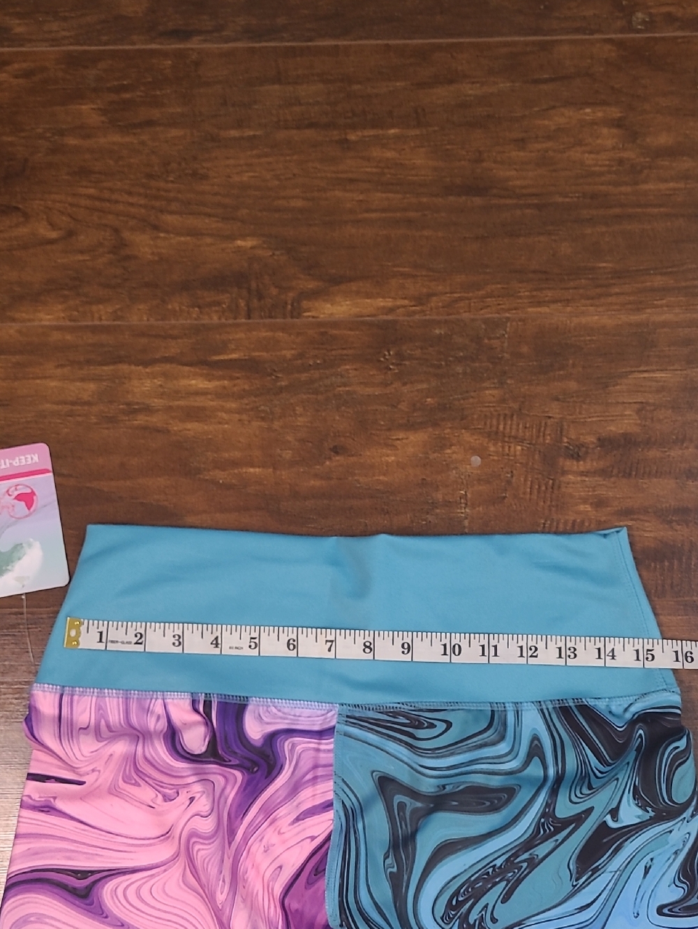 Reel Legends Womens  Teal Pink Marble Leggings Size Large - Picture 6 of 9